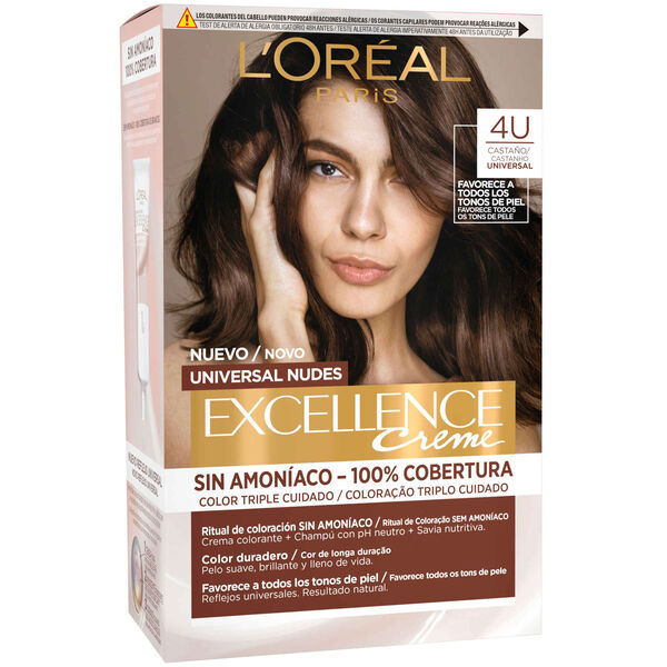Coloração Permanente Universal Nudes Castanho Claro 4U LOréal Paris Excellence