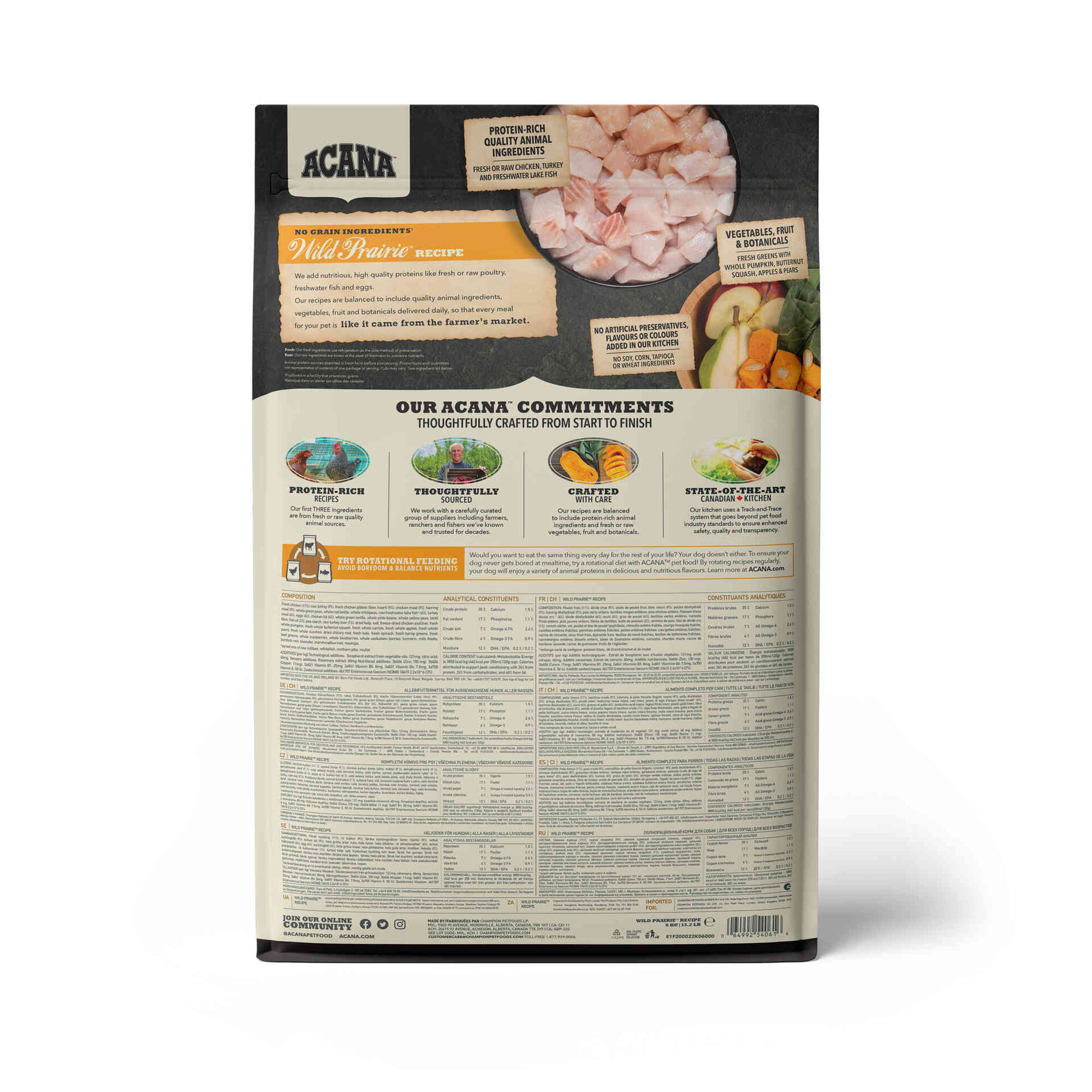 Ra&ccedil;&atilde;o para C&atilde;o Highest Protein Wild Prairie Recipe Acana
