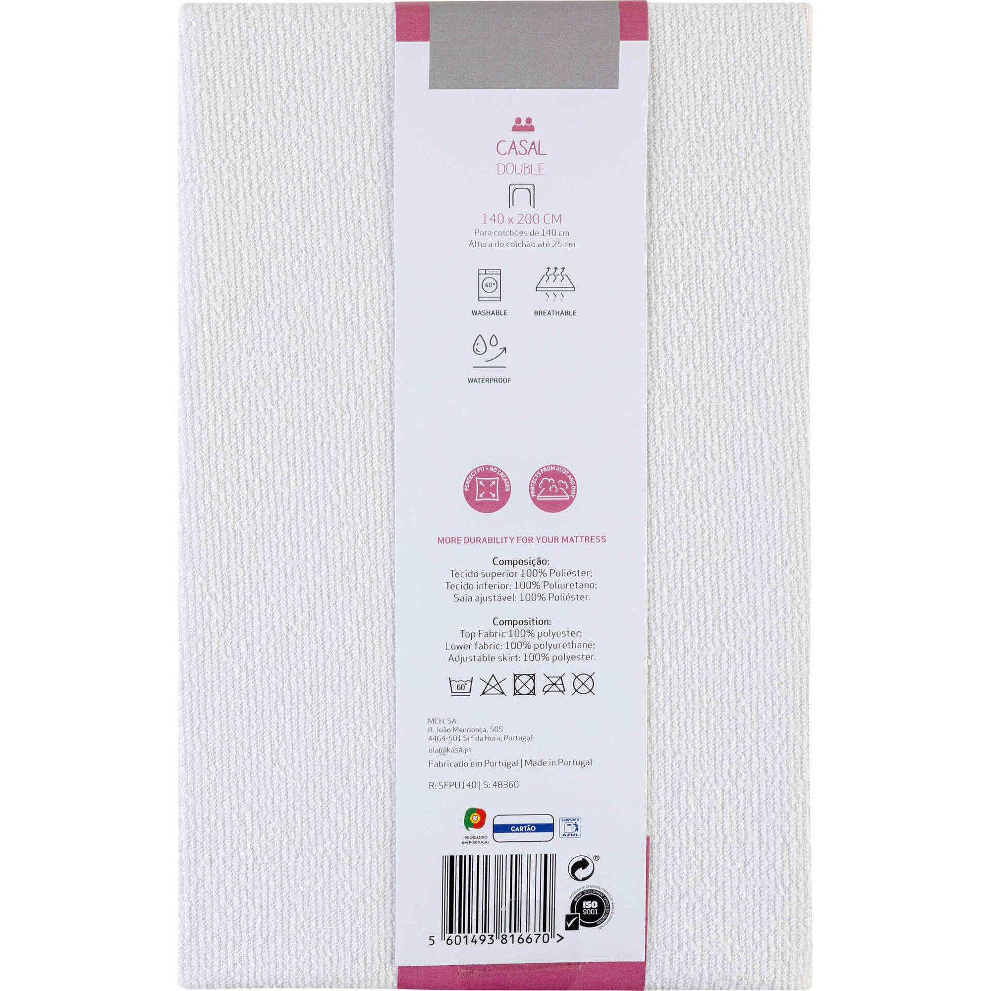 Protetor de Colch&atilde;o Imperme&aacute;vel e Respir&aacute;vel Kasa