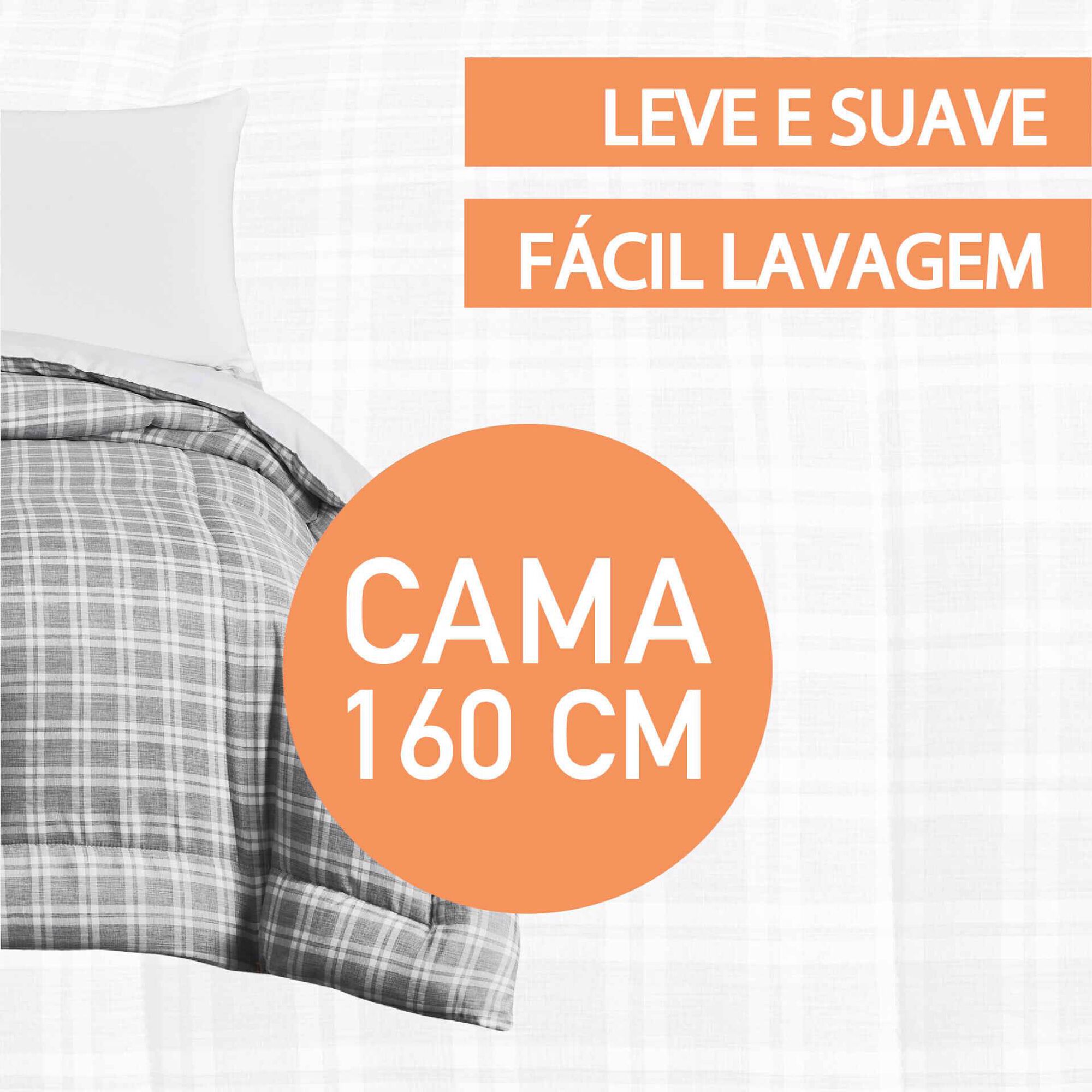 Edred&atilde;o Xadrez 260x240cm Washed Cinza Kasa