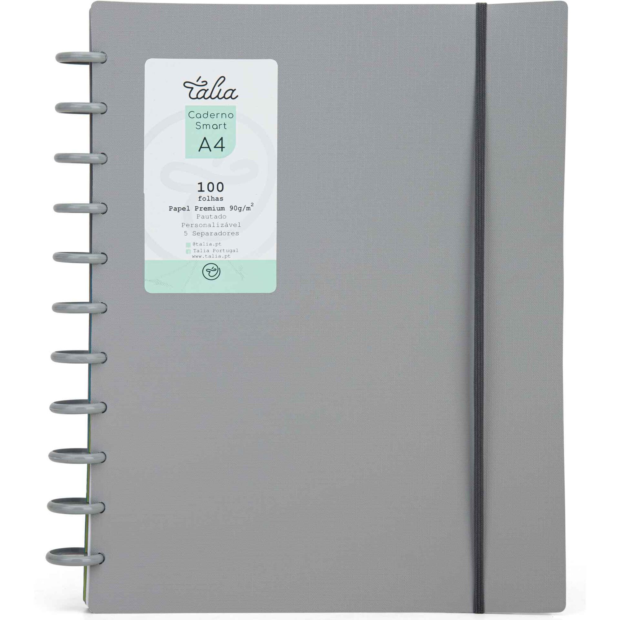 Caderno Smart Espiral A4 Pautado Cinza
