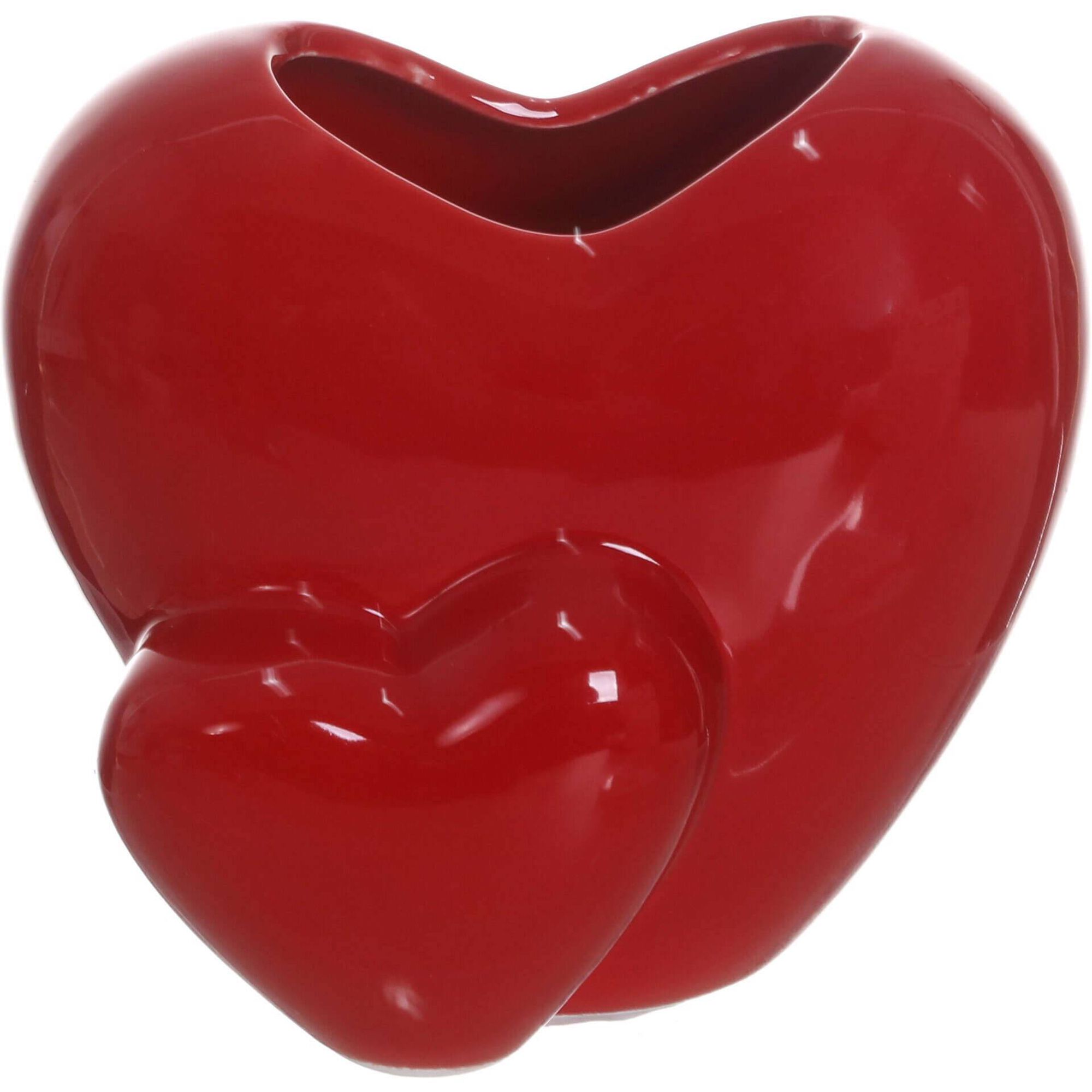 Jarra com 2 Cora&ccedil;&otilde;es Vermelhos Kasa