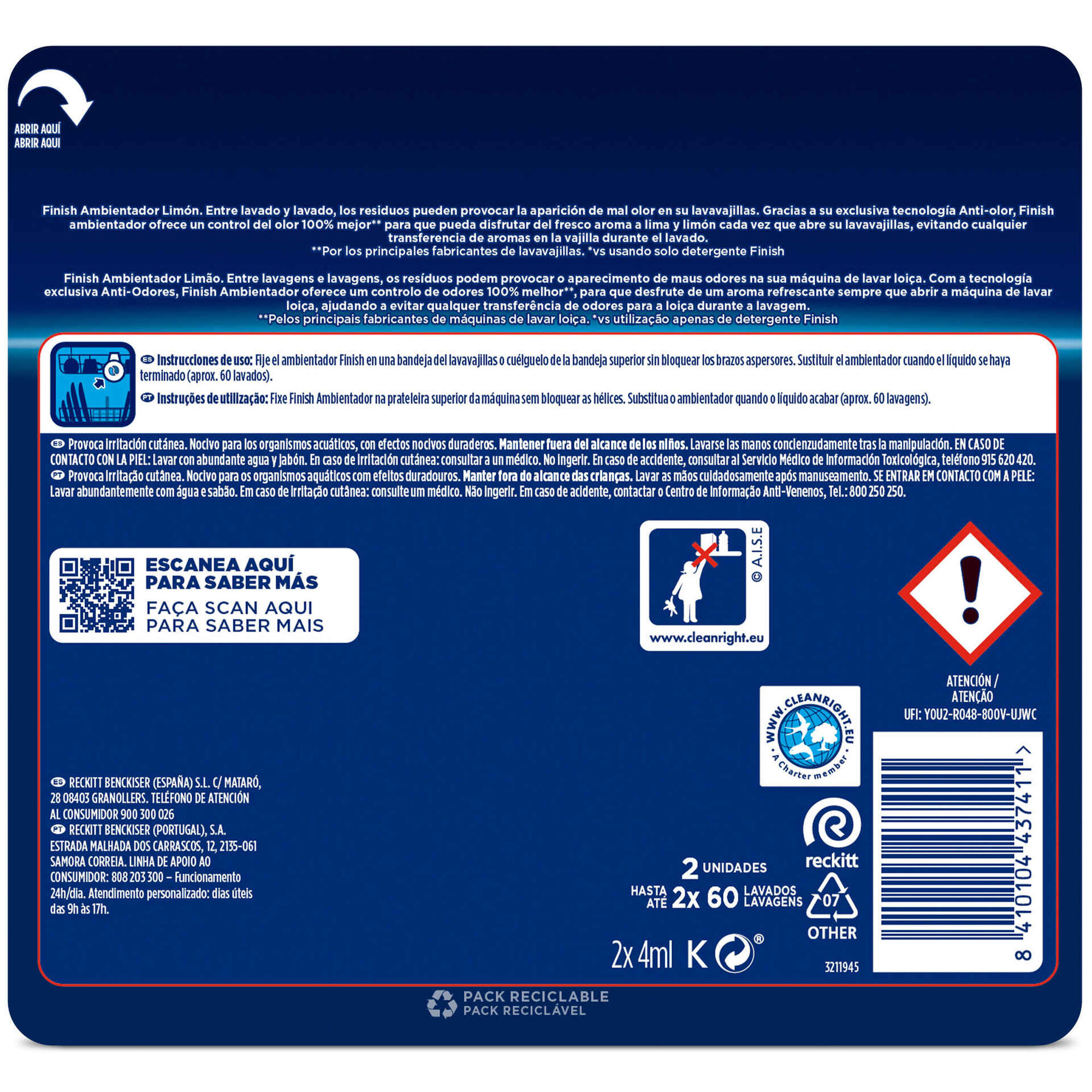 Desodorizante Máquina Loiça Lima e Limão