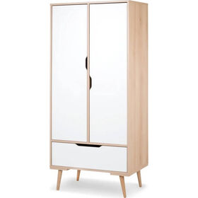 Roupeiro 2 Portas 80x50x180cm Faia e Branco Sofie