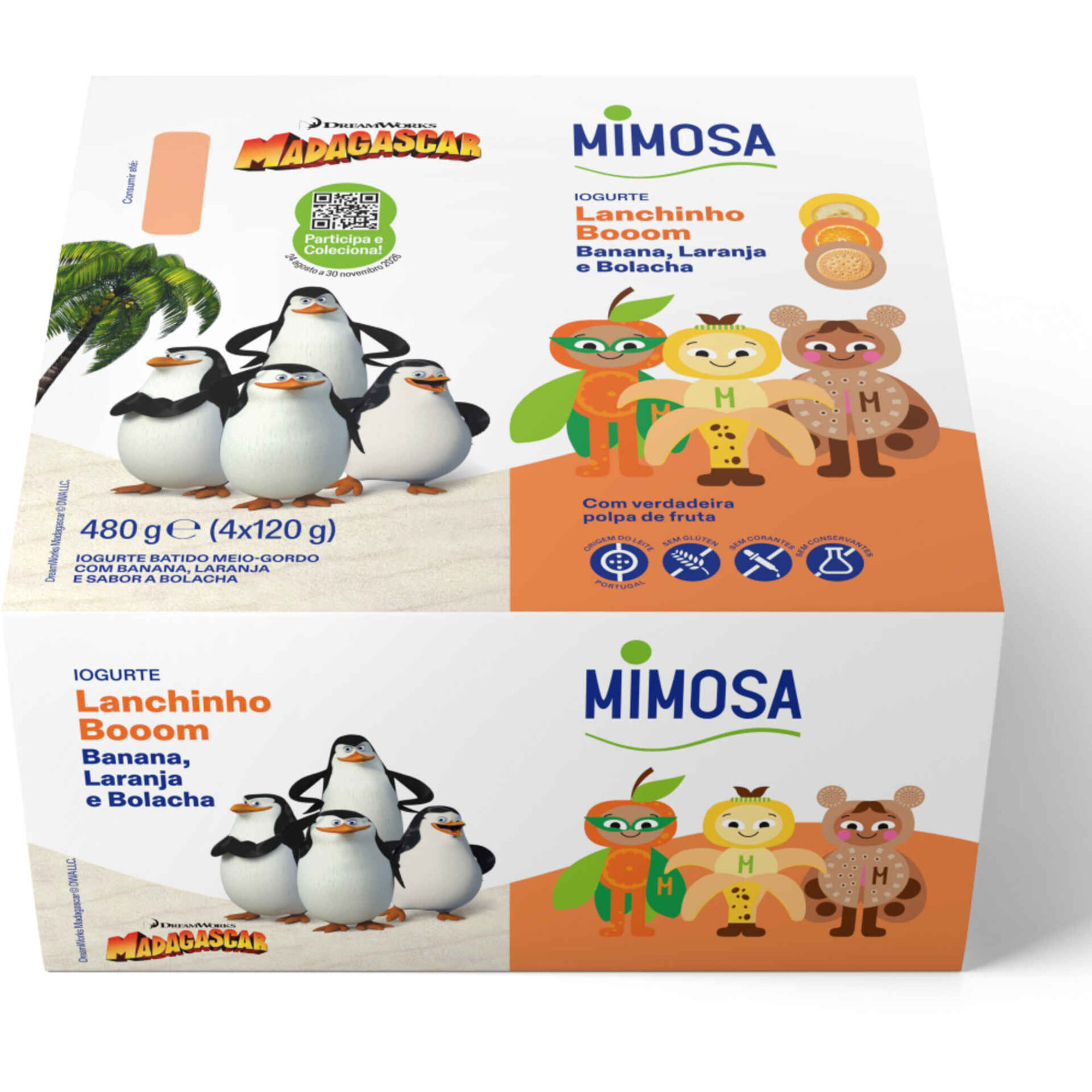 Iogurte Polpa Banana, Laranja e Bolacha Infantil Lanchinho Booom Mimosa