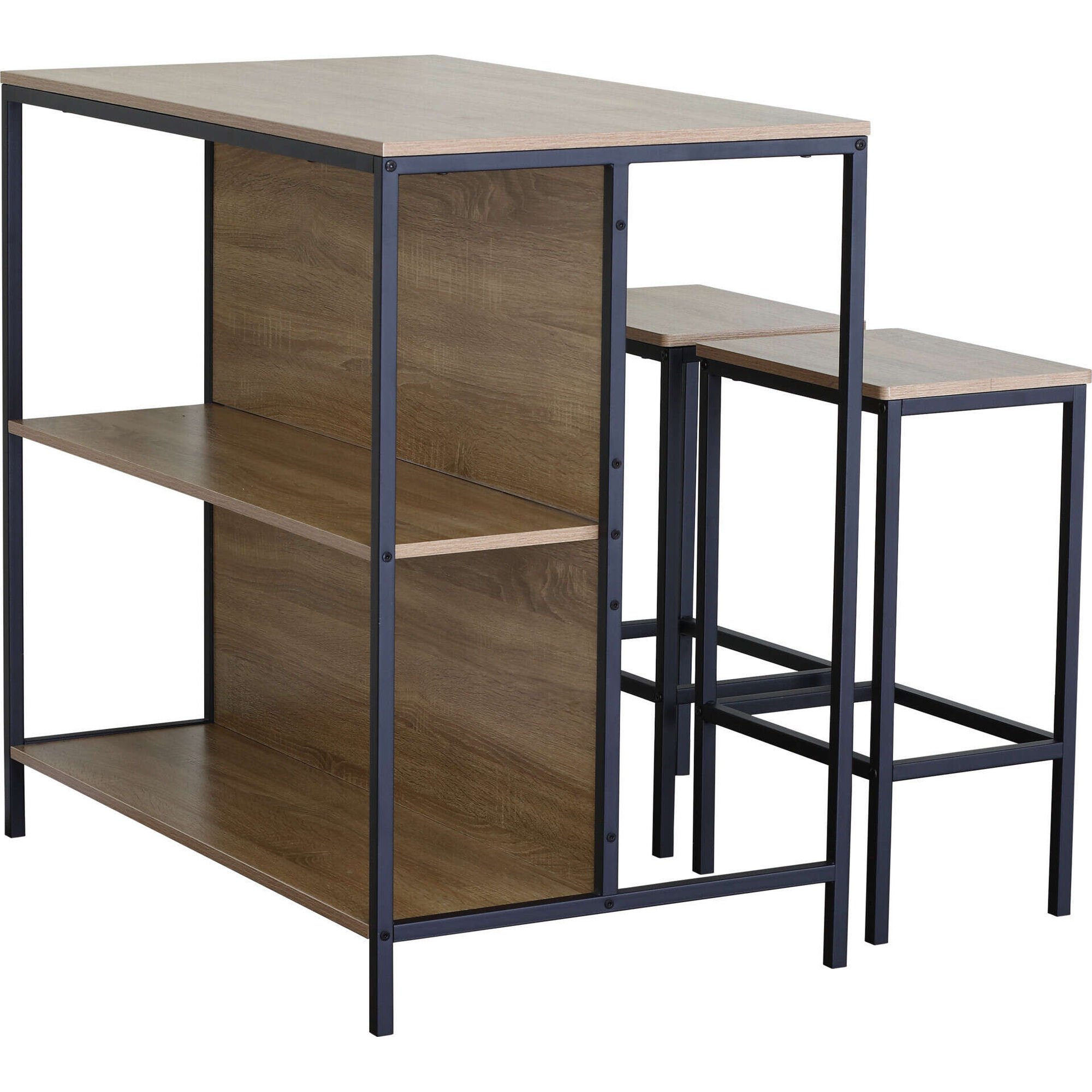 Conjunto de Ilha e 2 Bancos Minimal Kasa