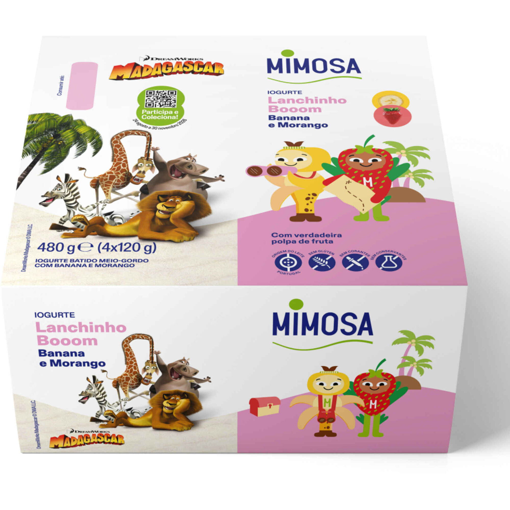 Iogurte Polpa Morango e Banana Infantil Lanchinho Booom Mimosa