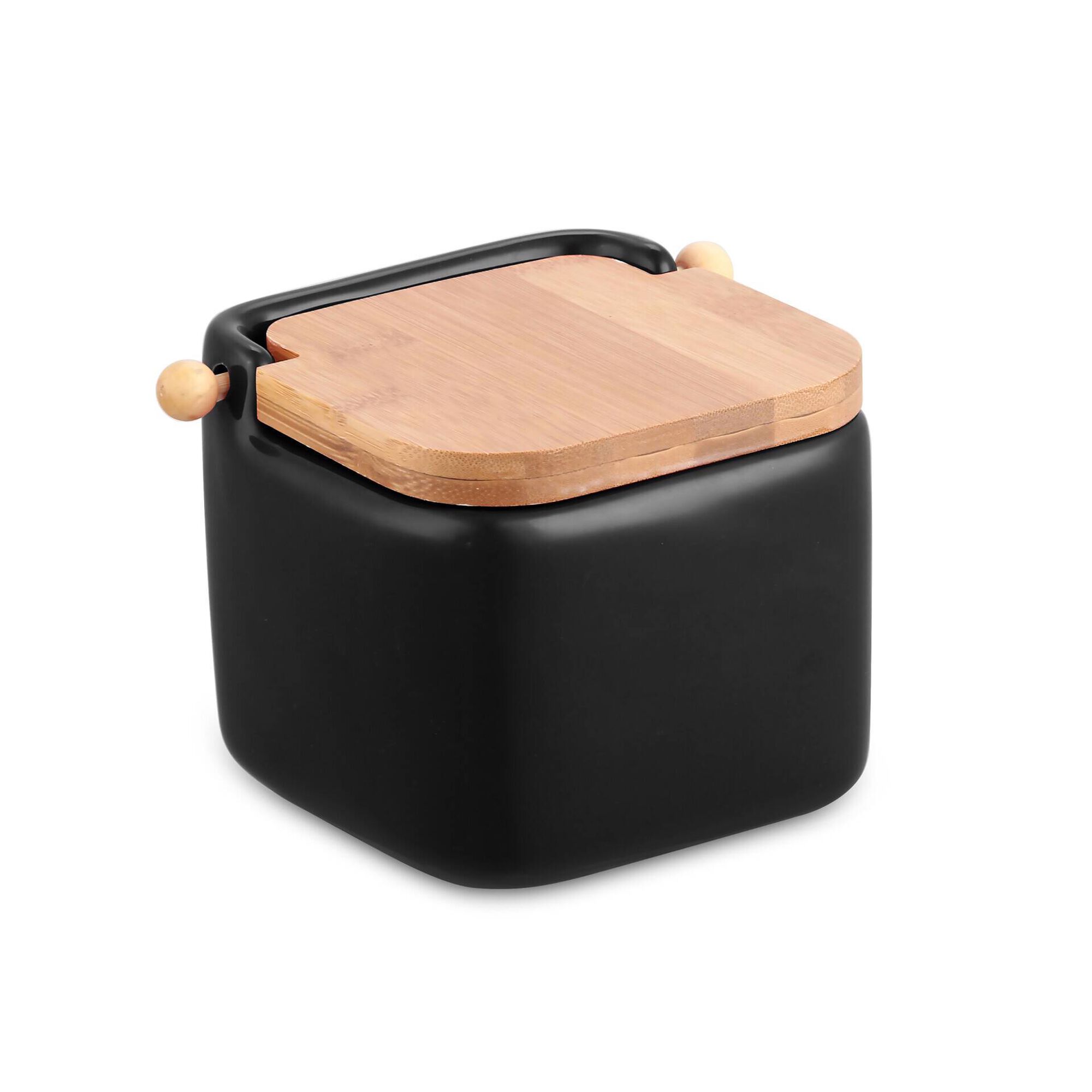 Saleiro Cer&acirc;mica e Bambu Preto Cosy Kasa