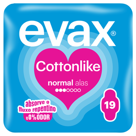 Pensos Higi&eacute;nicos Cottonlike Normal com Abas Evax