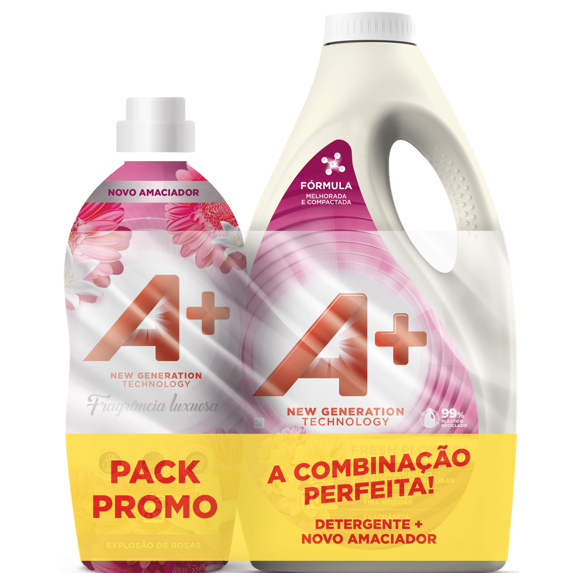 Conjunto Detergente Roupa e Amaciador Rosas