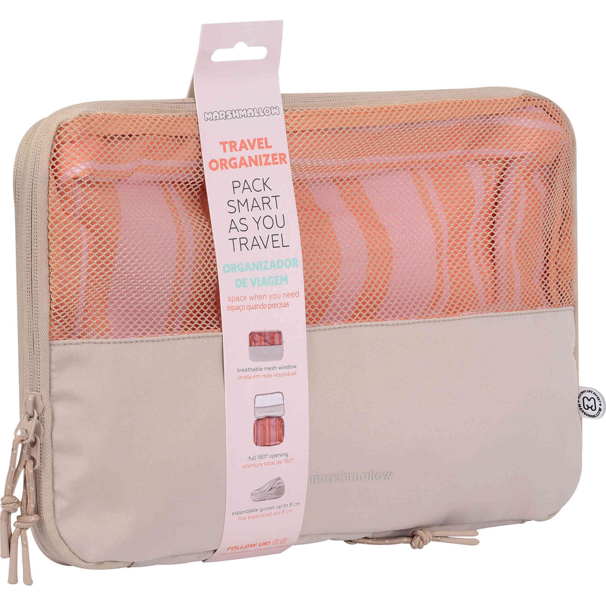 Organizador de Viagem Riscas Laranja e Rosa Marshmallow