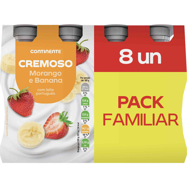 Iogurte Líquido Cremoso Morango e Banana