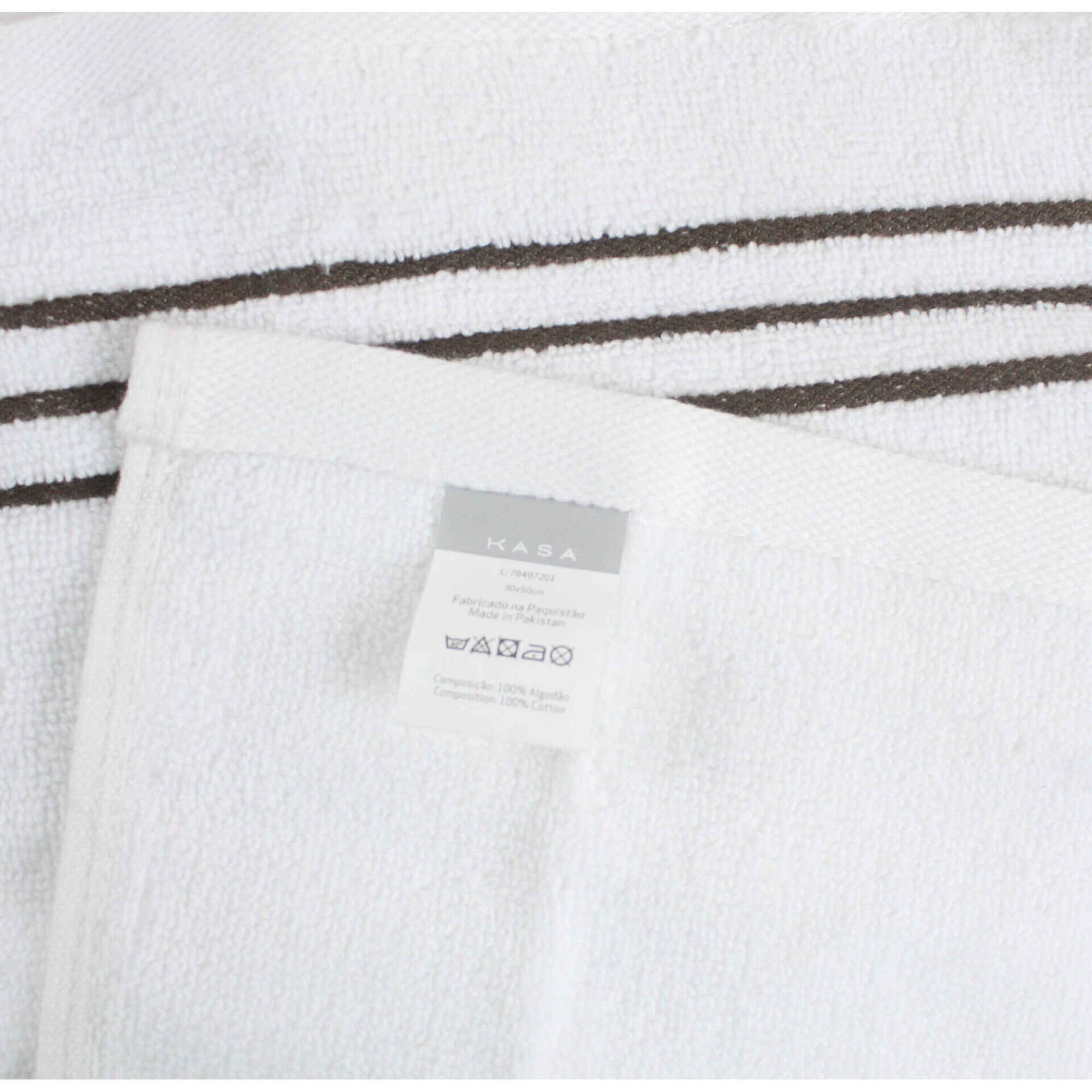 Conjunto 3 Toalhas Branco e Castanho Kasa