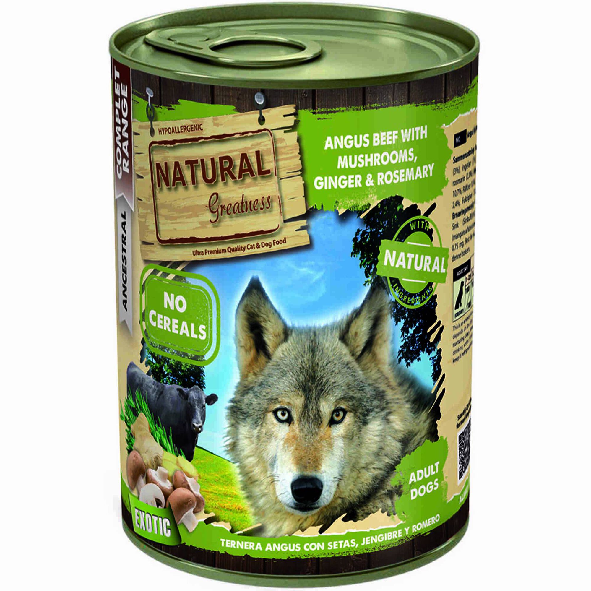 Comida H&uacute;mida para C&atilde;o Adulto Vaca e Cogumelos Natural Greatness