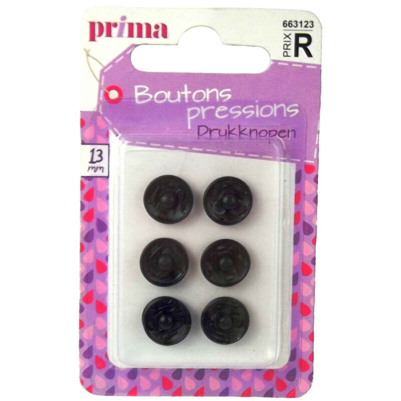 Botões Pressão 13mm Pretos Prima