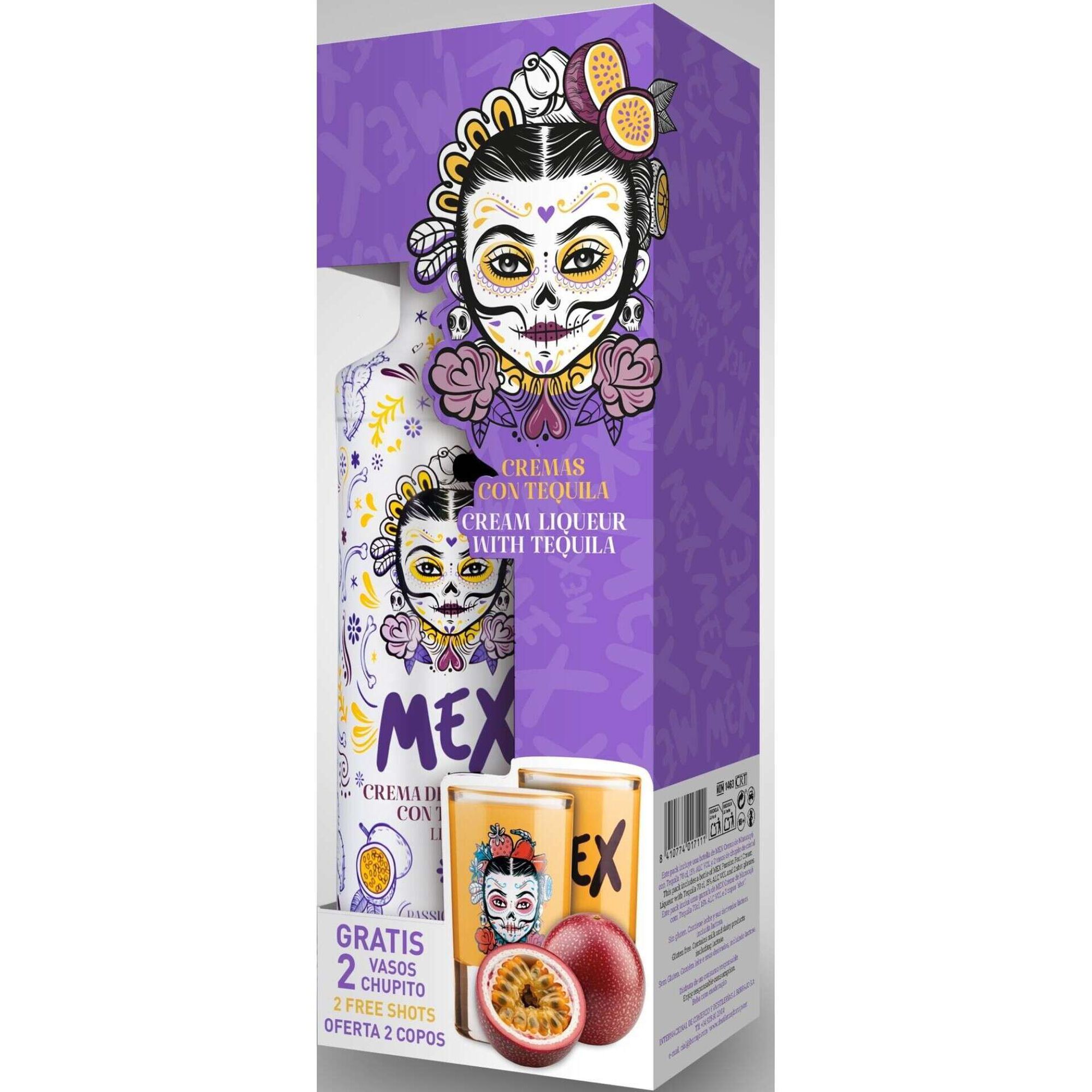 Licor MEX Tequila e Maracuj&aacute; com 2 Copos
