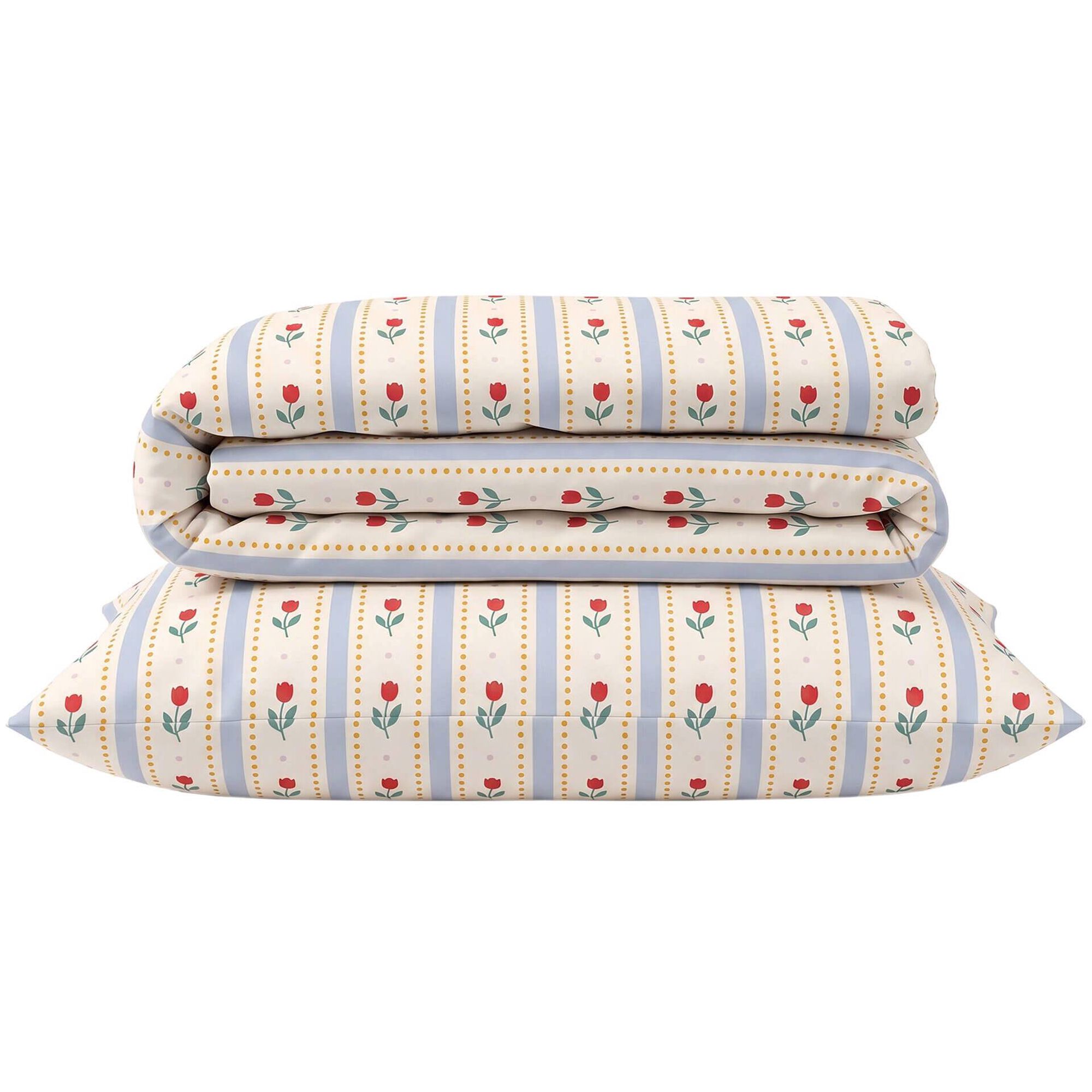 Conjunto Capa de Edred&atilde;o e Fronha 220x160cm Tulipas Rustic Country Kasa