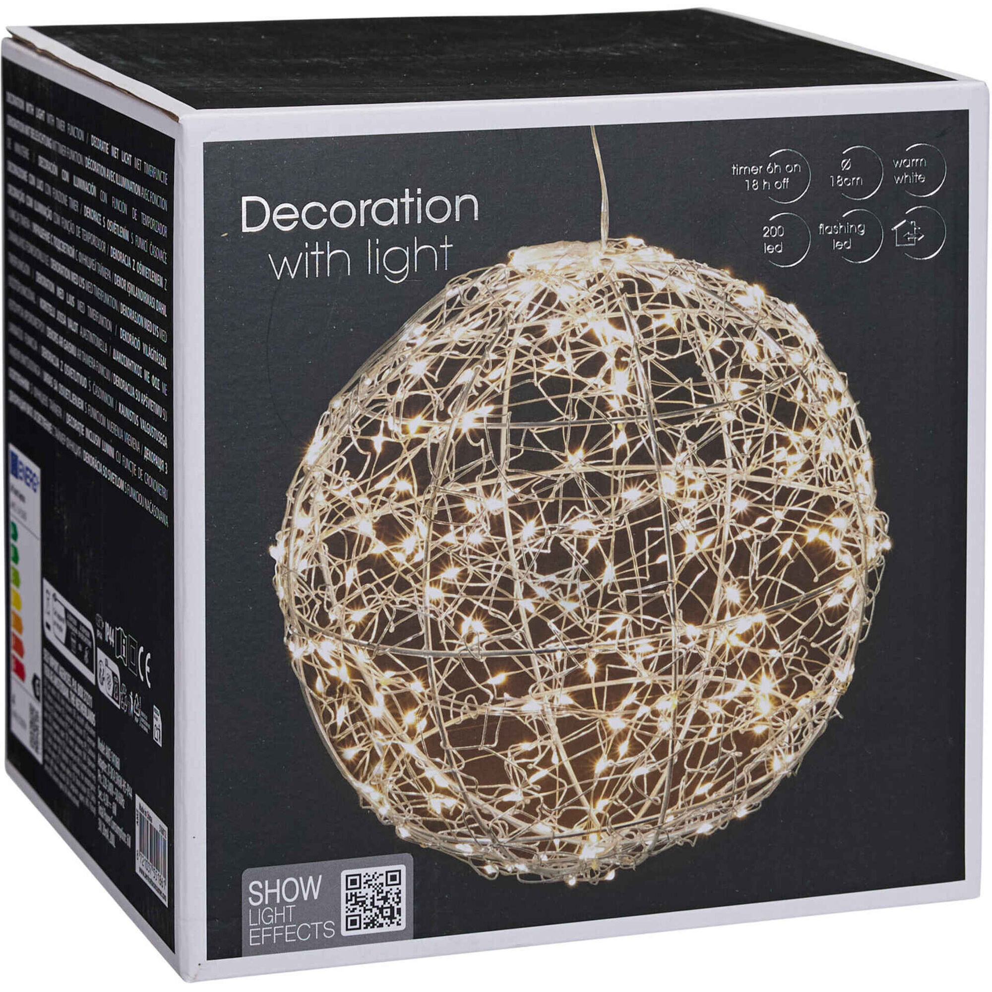 Bola Metal 200 Leds Branco Quente