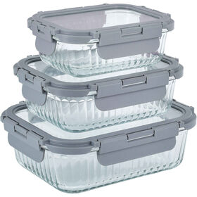 Conjunto 3 Caixas Herm&eacute;ticas Cinza Ceramic Colors Kasa