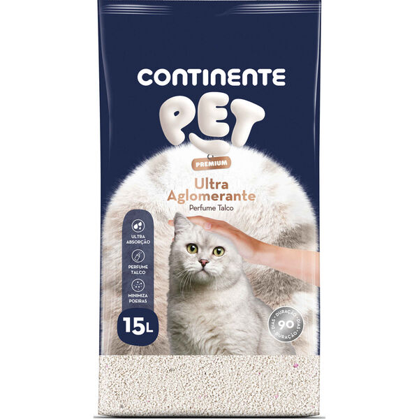 Areia Absorvente Ultra Aglomerante Perfumado Talco Pack Poupança Continente Pet Premium