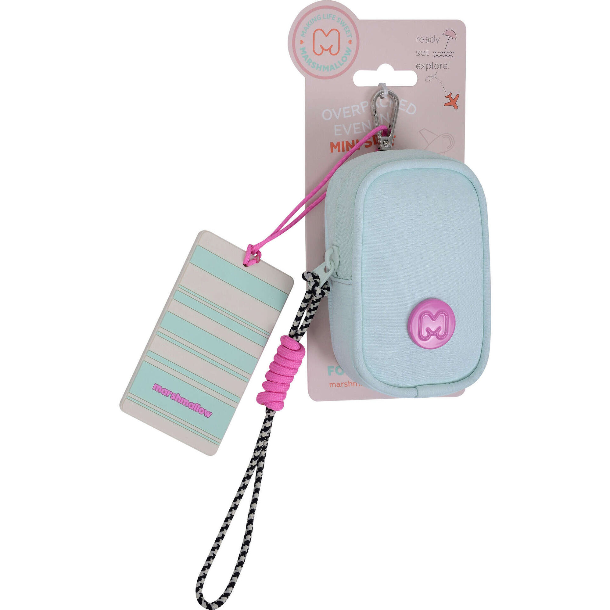 Mini Bolsa e Etiqueta de Viagem Menta Marshmallow