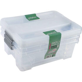 Conjunto 3 Caixas de Arruma&ccedil;&atilde;o com Tampa 10L Transparente Mylux