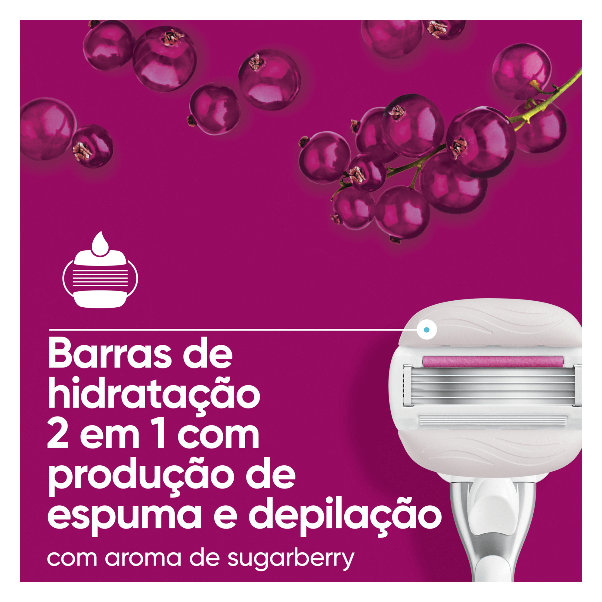 Máquina Depilatória Venus Pro Comfortglide Sugarberry com 1 Recarga