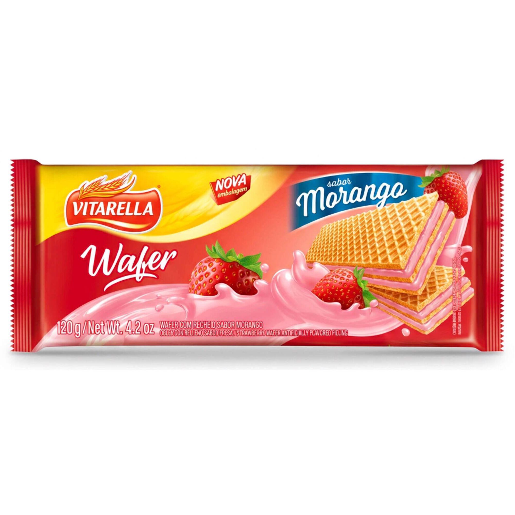 Bolachas Wafers Morango Vitarella