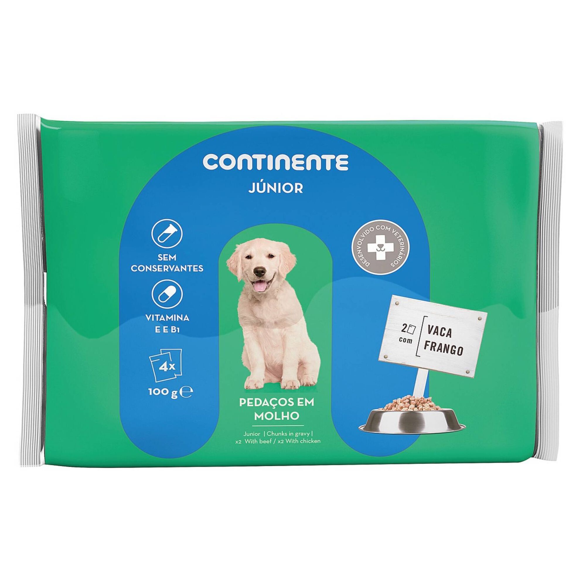Comida Húmida para Cão Júnior Vaca e Frango Saquetas Comida Húmida para Cão Júnior Vaca e Frango Saquetas