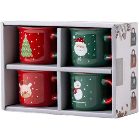 Conjunto 4 Chávenas Café Vintage Figuras Natal