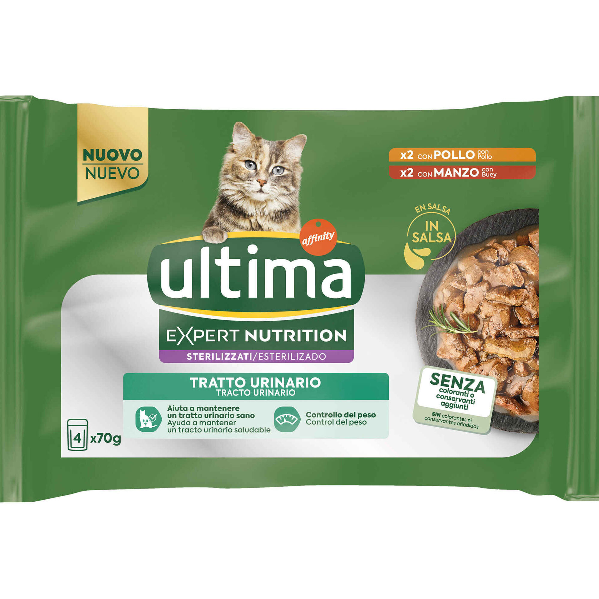 Comida H&uacute;mida para Gato Adulto Esterilizado Trato Urin&aacute;rio Frango e Vaca Ultima