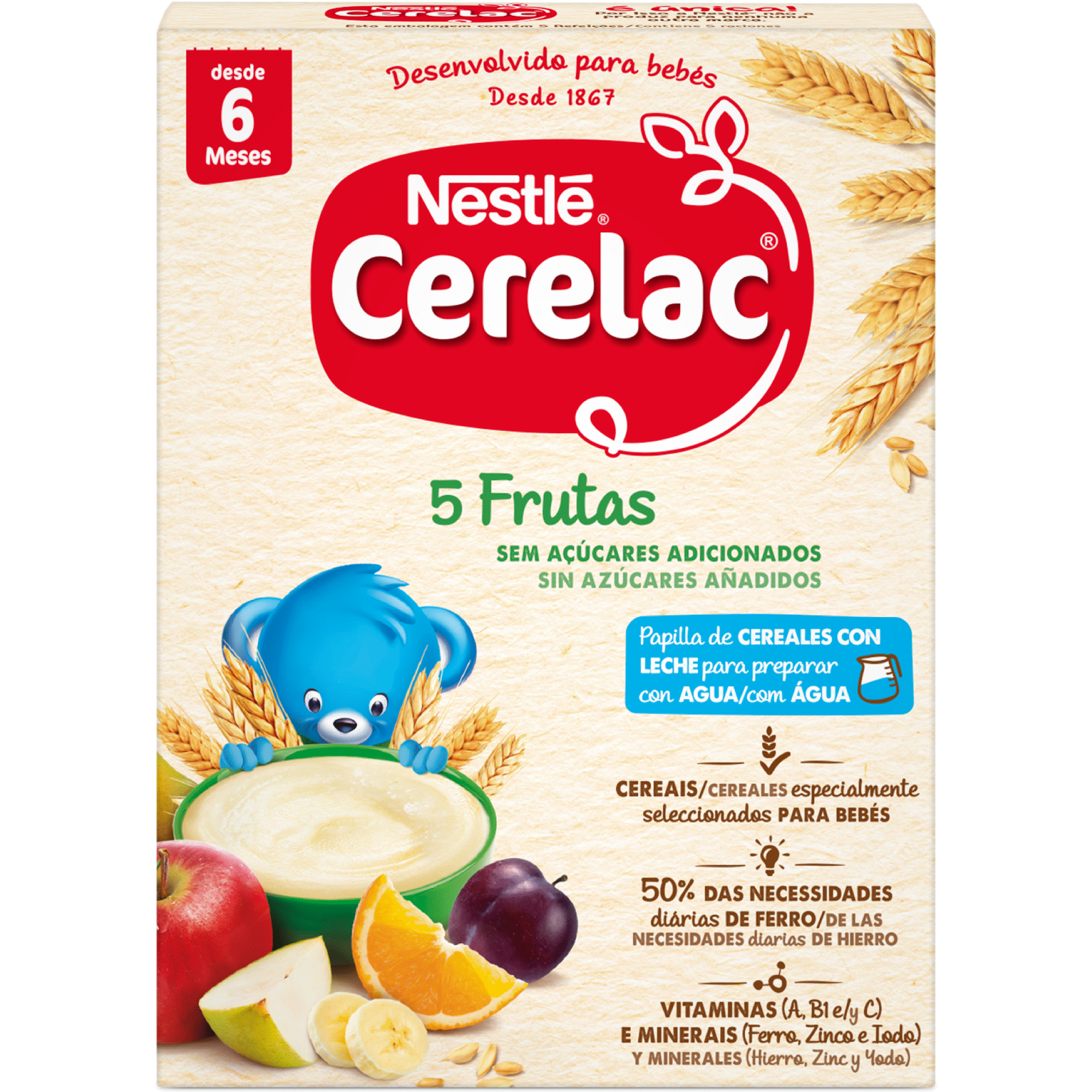 Papa Infantil Láctea 5 Frutos +6M, , hi-res