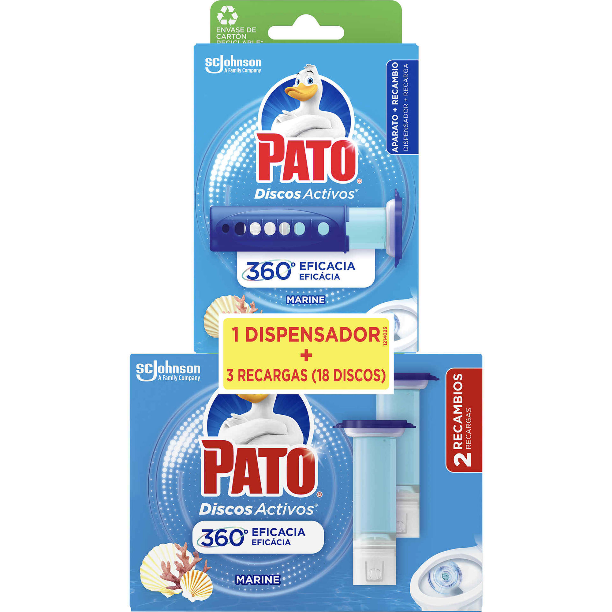 Discos Sanitários Ativos Gel Dispensador + 3 Recargas Marinho