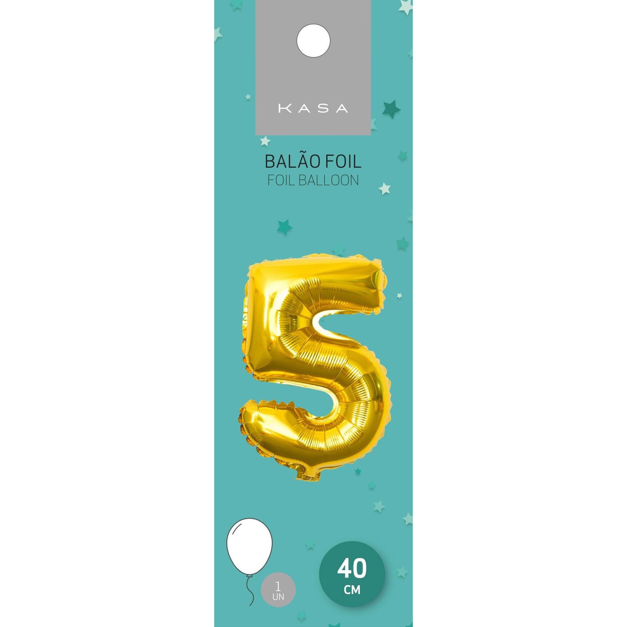 Balão Foil 40 cm nº5 Dourado