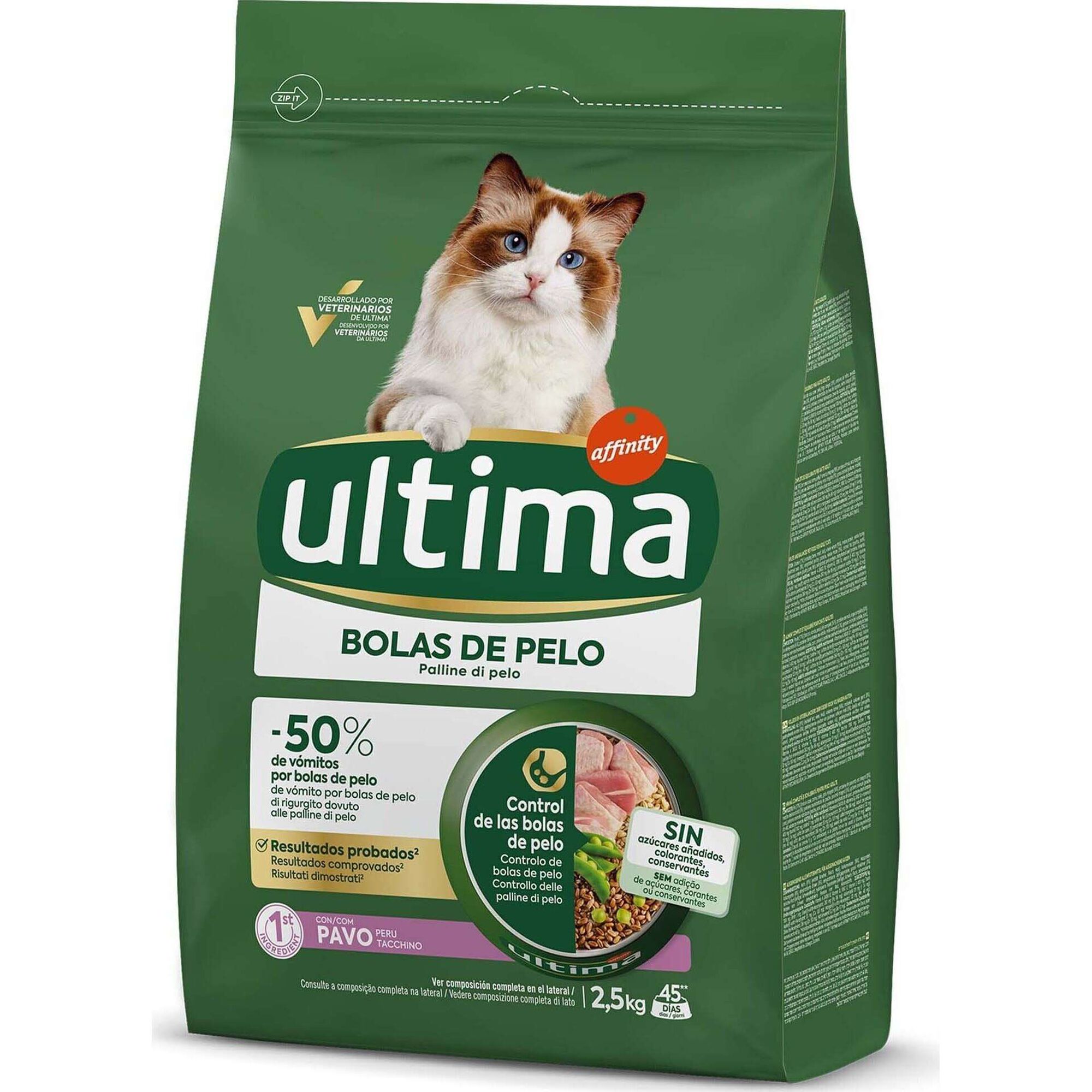 Ra&ccedil;&atilde;o para Gato Adulto Bolas de Pelo Peru Affinity Ultima