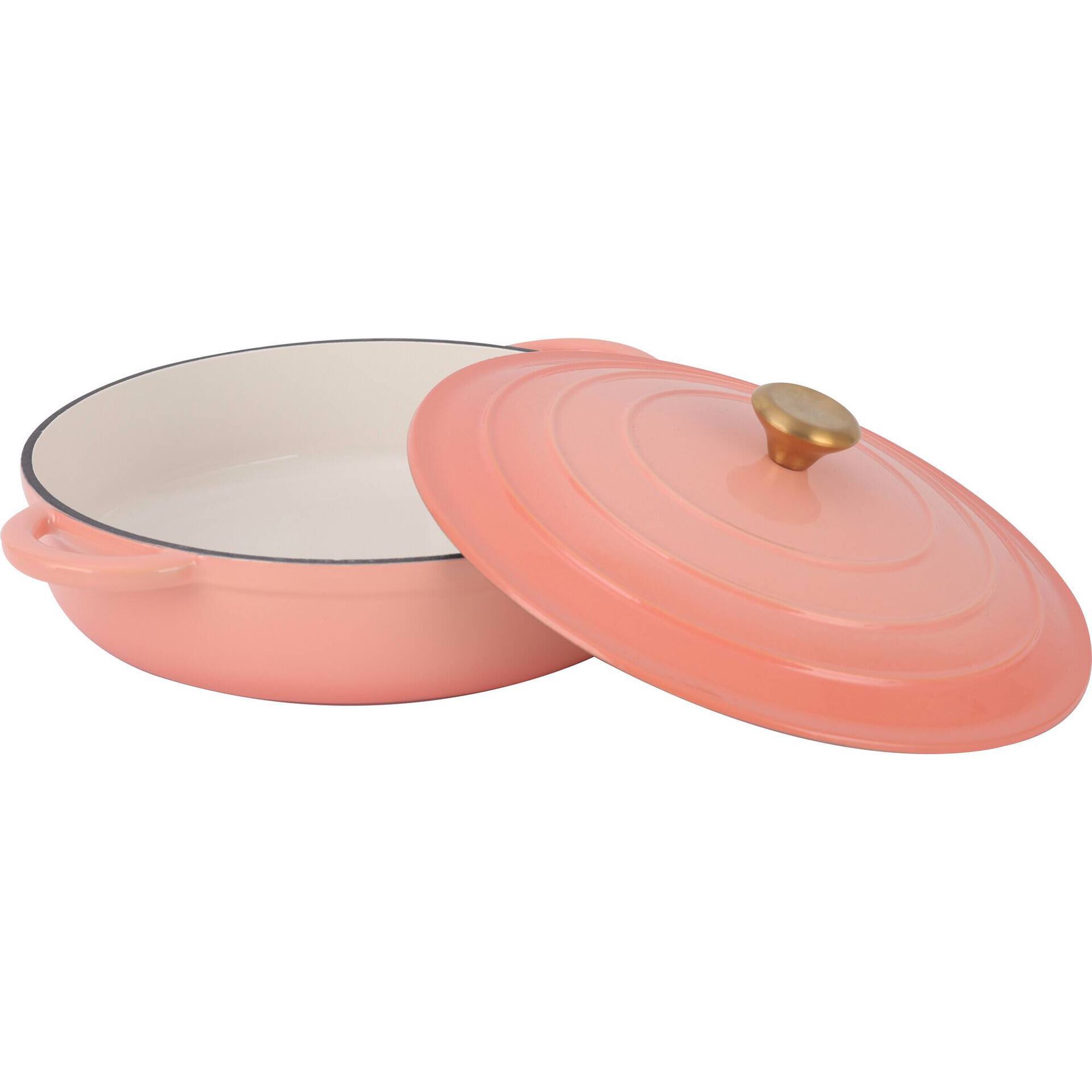 Caçarola Baixa Ferro Fundido Asas e Tampa 3,3L Clay