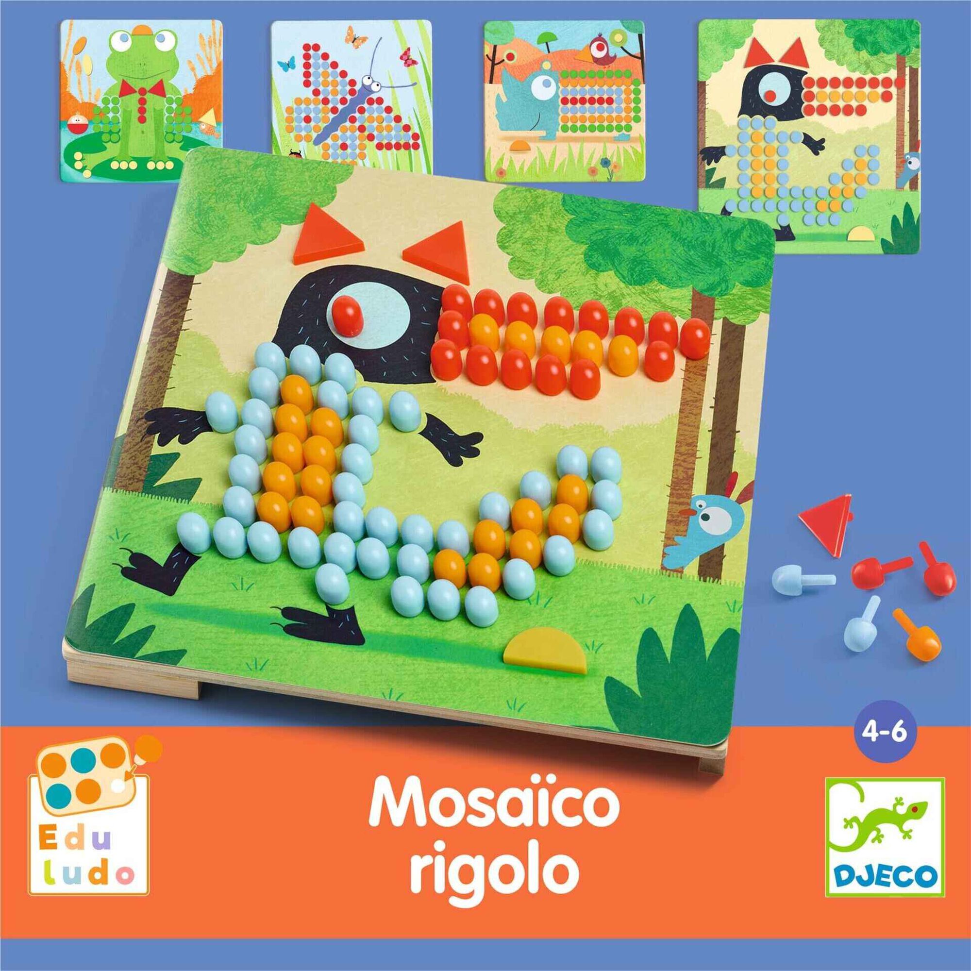 Djeco - Jogo Mosaico Rigolo Recriar Animais com Pinos