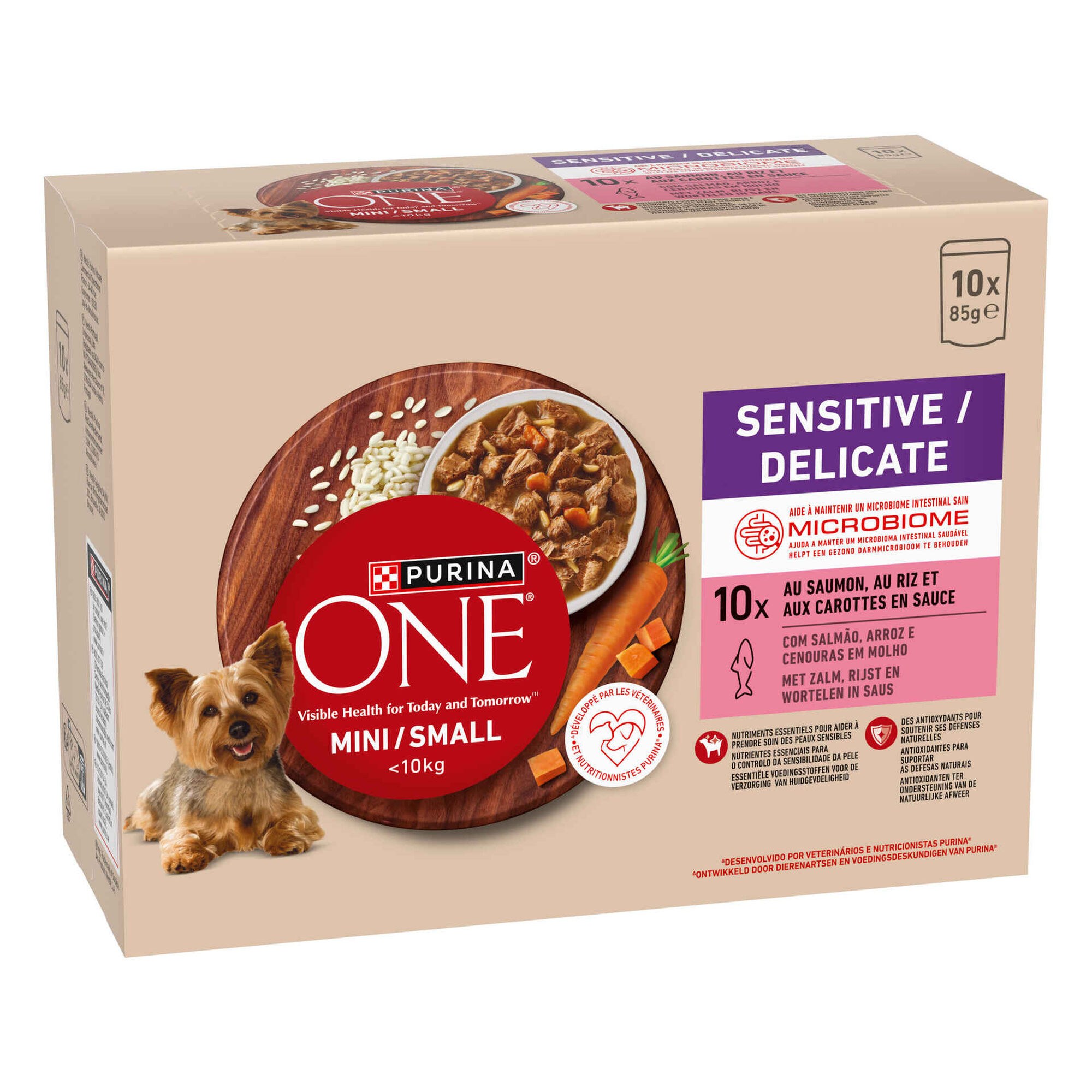 Comida H&uacute;mida para C&atilde;o Mini Delicate Salm&atilde;o Purina One Mini