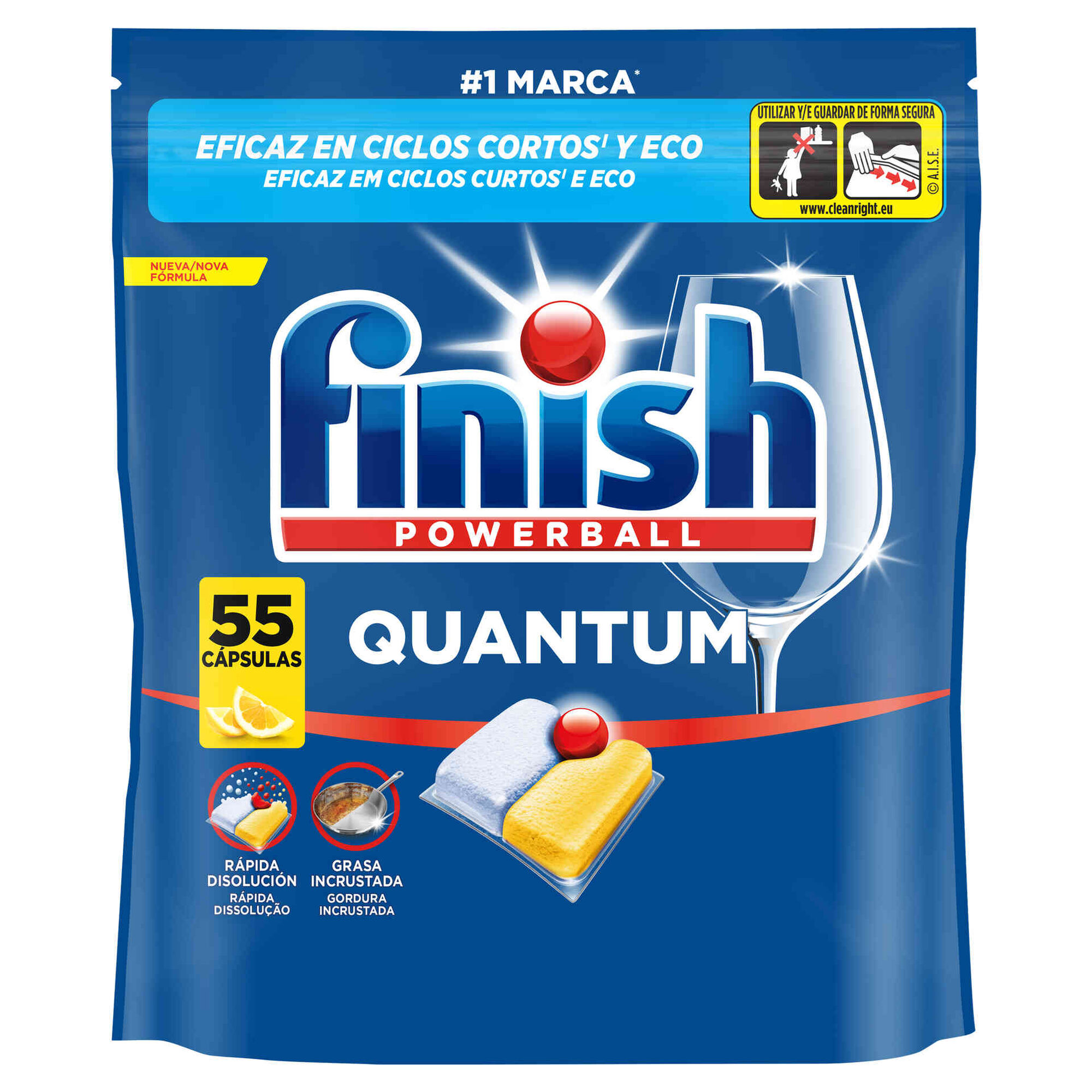 Detergente M&aacute;quina Loi&ccedil;a Pastilhas Quantum Lim&atilde;o Finish