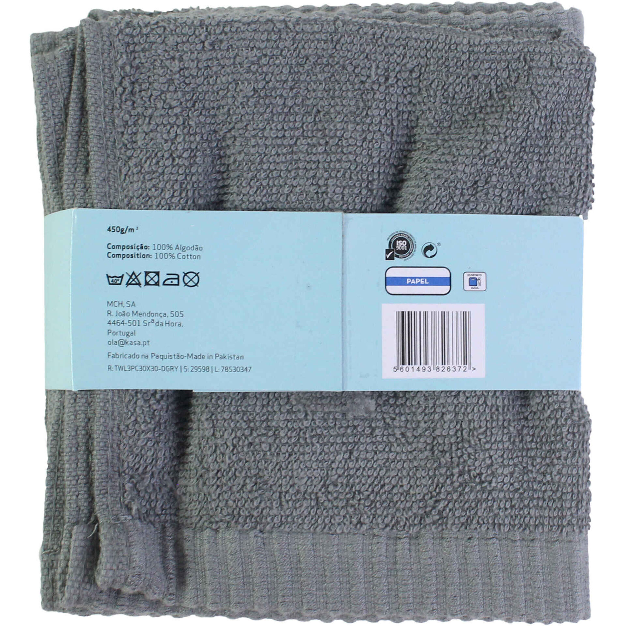 Conjunto 3 Toalhas Suave Cinza Escuro Kasa