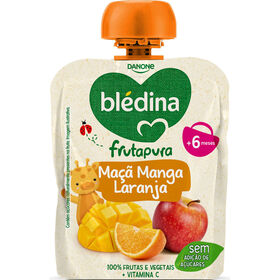 Saqueta de Fruta Maçã, Manga e Laranja Frutapura +6M