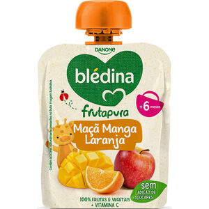 Saqueta de Fruta Maçã, Manga e Laranja Frutapura +6M Blédina