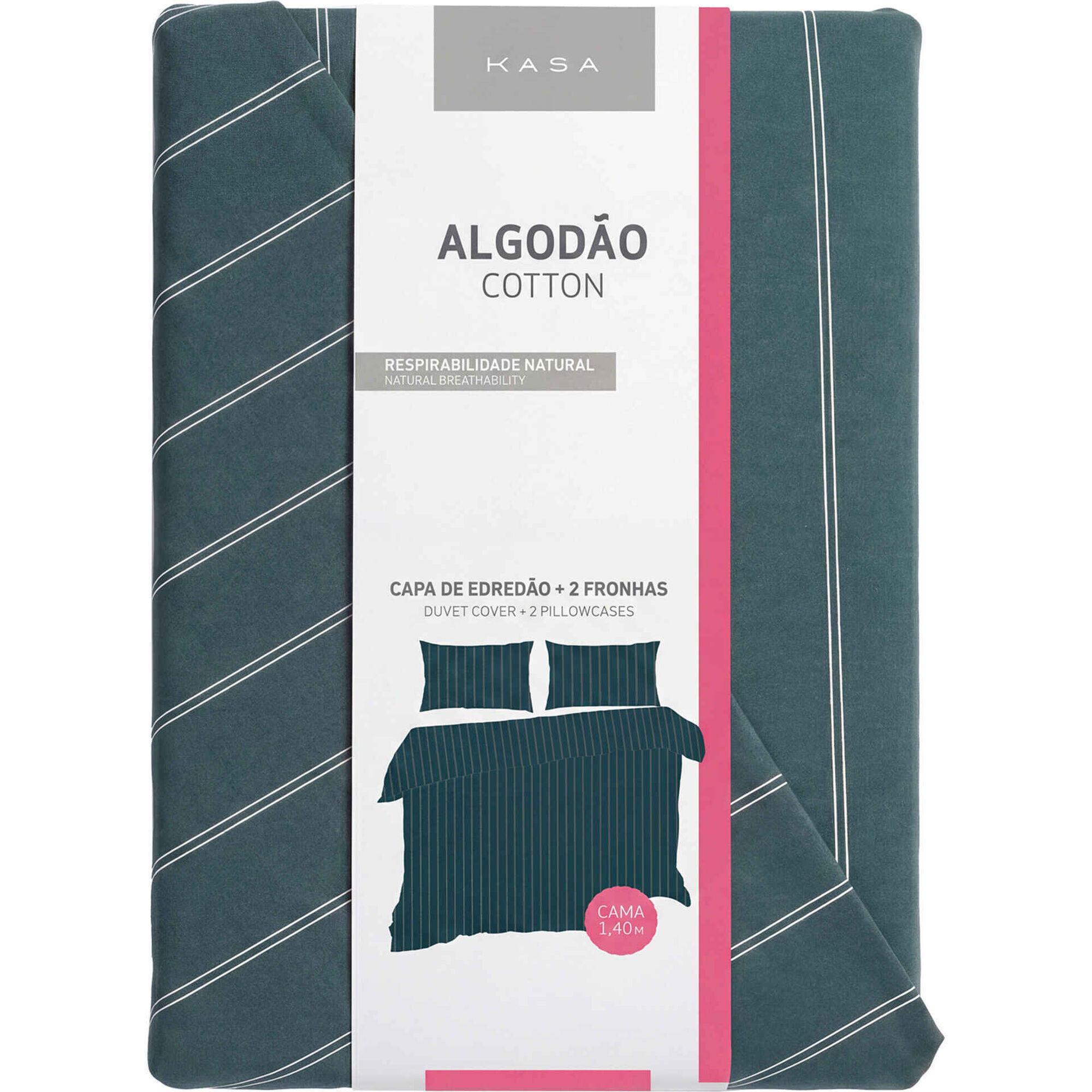 Conjunto Capa de Edred&atilde;o Algod&atilde;o Riscas Verdes Kasa