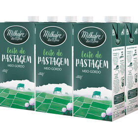 Leite UHT Meio Gordo Pastagem A&ccedil;ores Milhafre