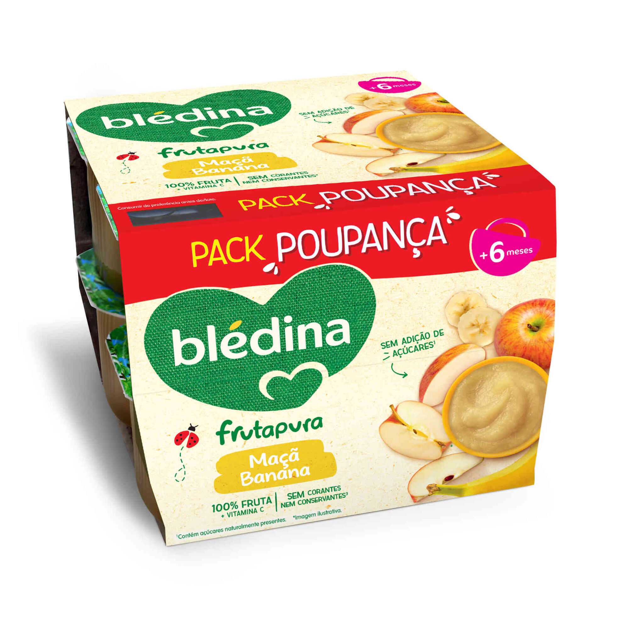 Pack Puré de Fruta Maçã e Banana +6M