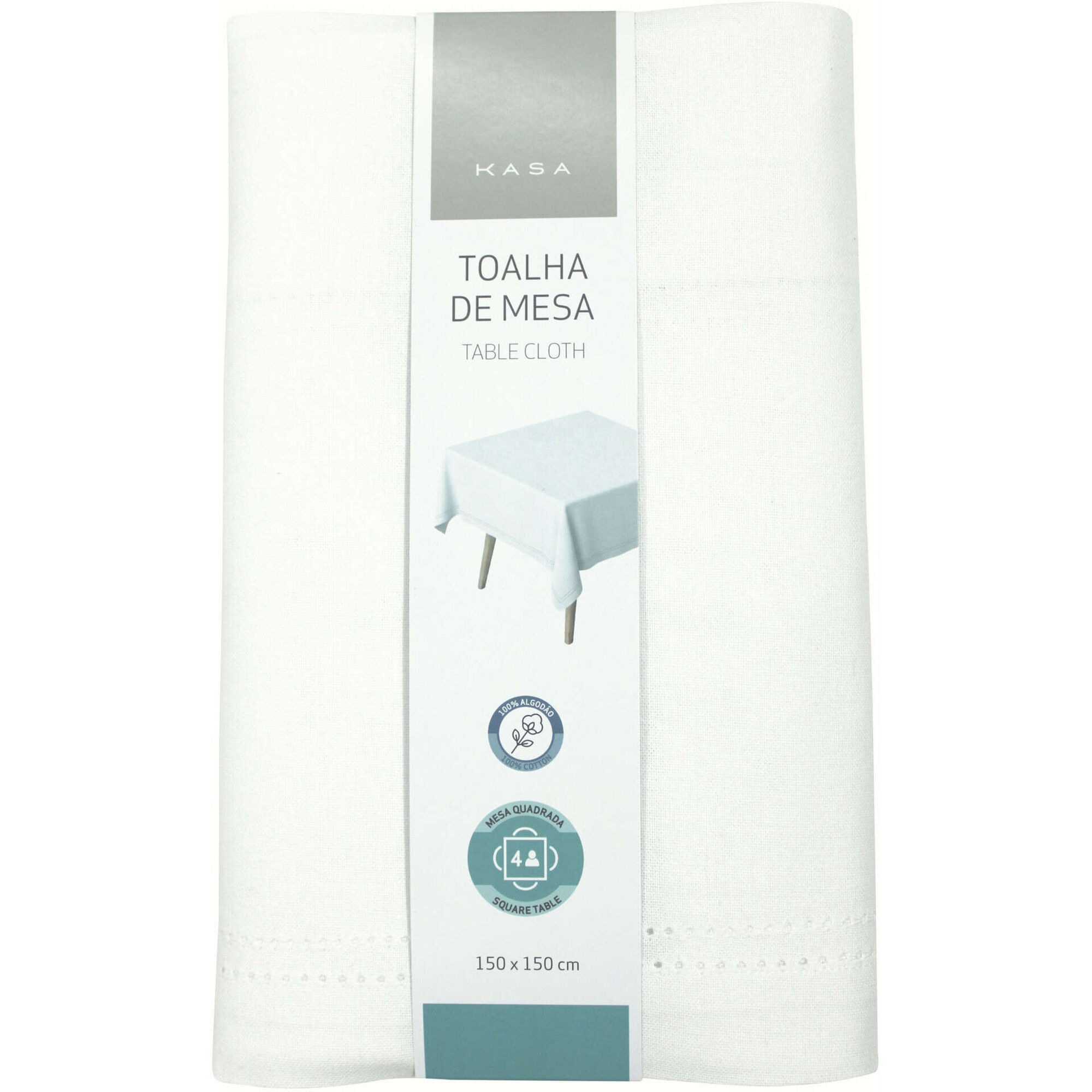 Toalha de Mesa 150x150cm Branca Kasa