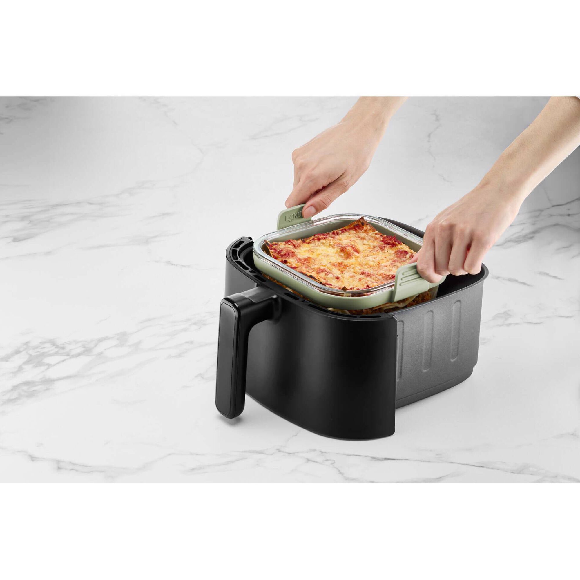 Recipiente Quadrado de Vidro para Airfryer L&eacute;ku&eacute;
