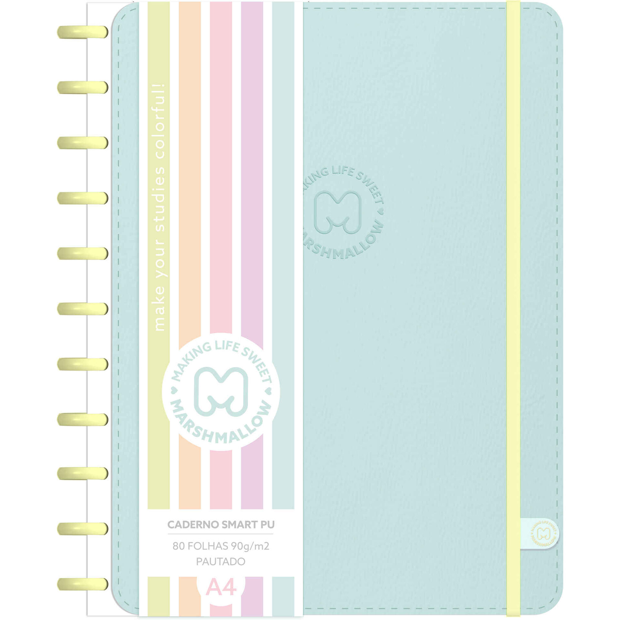 Caderno Smart Espiral A4 Pautado (v&aacute;rias cores) Marshmallow