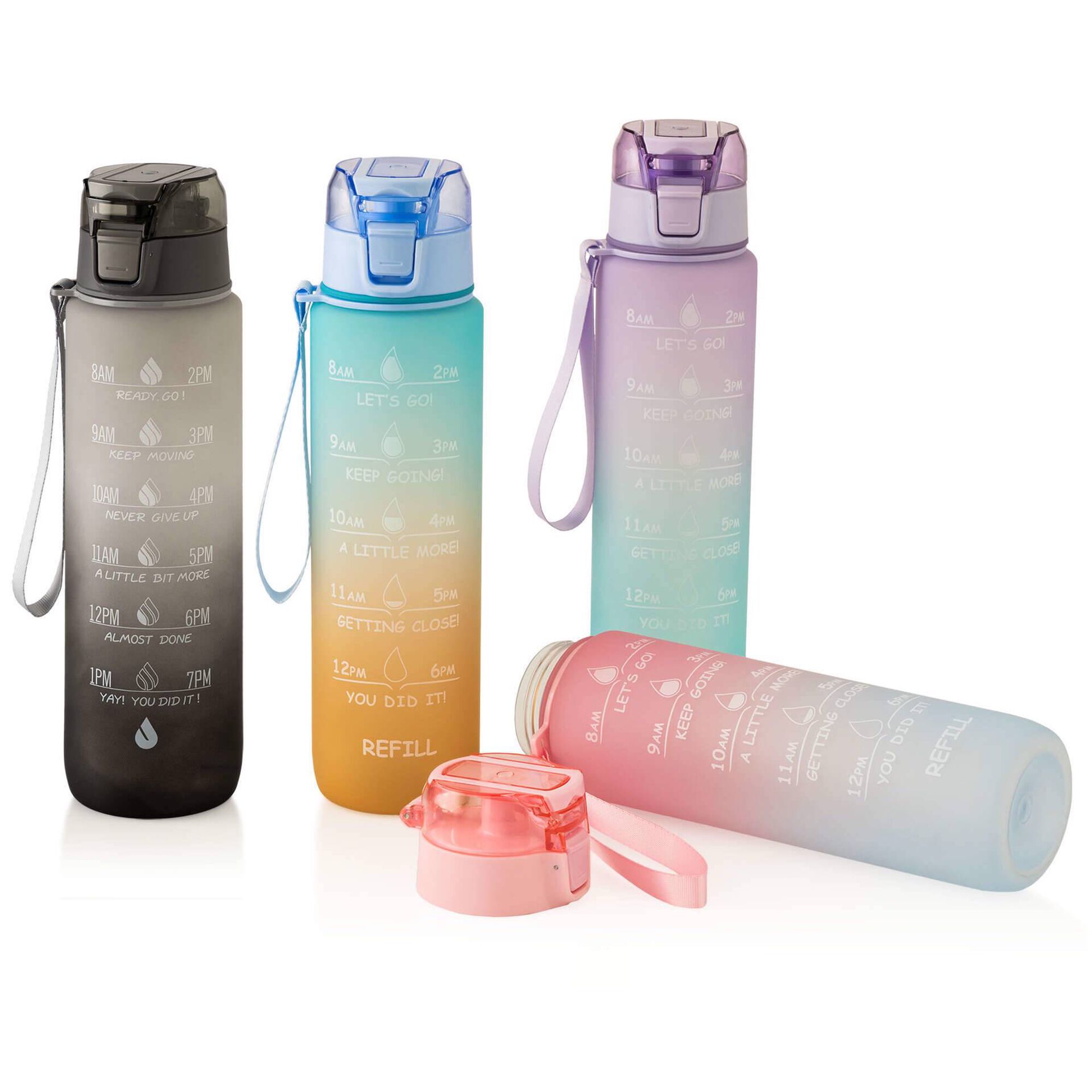 Garrafa Pl&aacute;stico Cinza e Preto 1L Colors Kasa