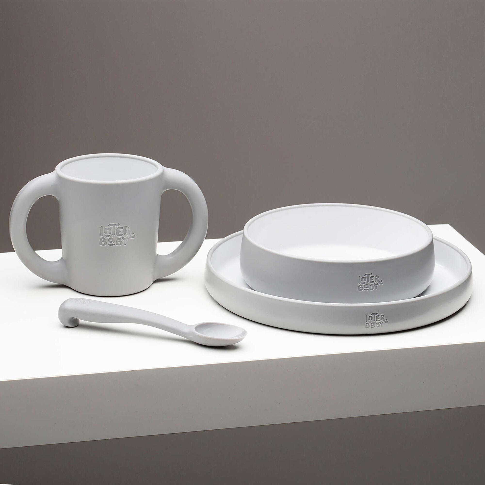 Conjunto Refei&ccedil;&atilde;o Silicone Cinza Interbaby